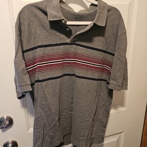 Cherokee Gray Polo Shirt with Red and Navy Stripes